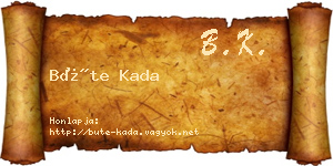 Büte Kada névjegykártya